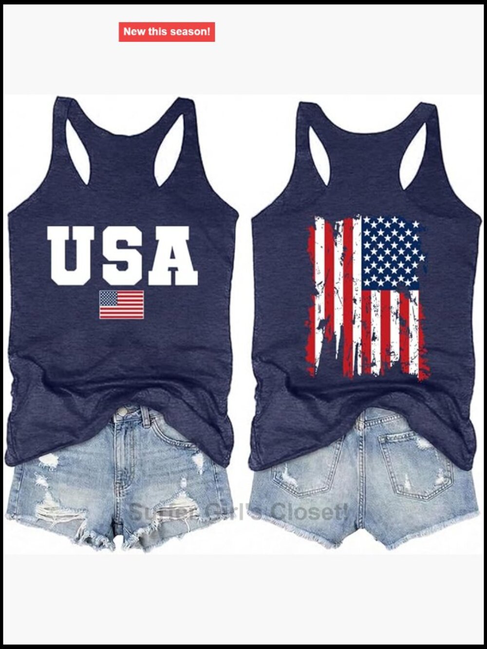 American Flag Tank Top Women Sleeveless 4th of July Patriotic USA Shirt USA